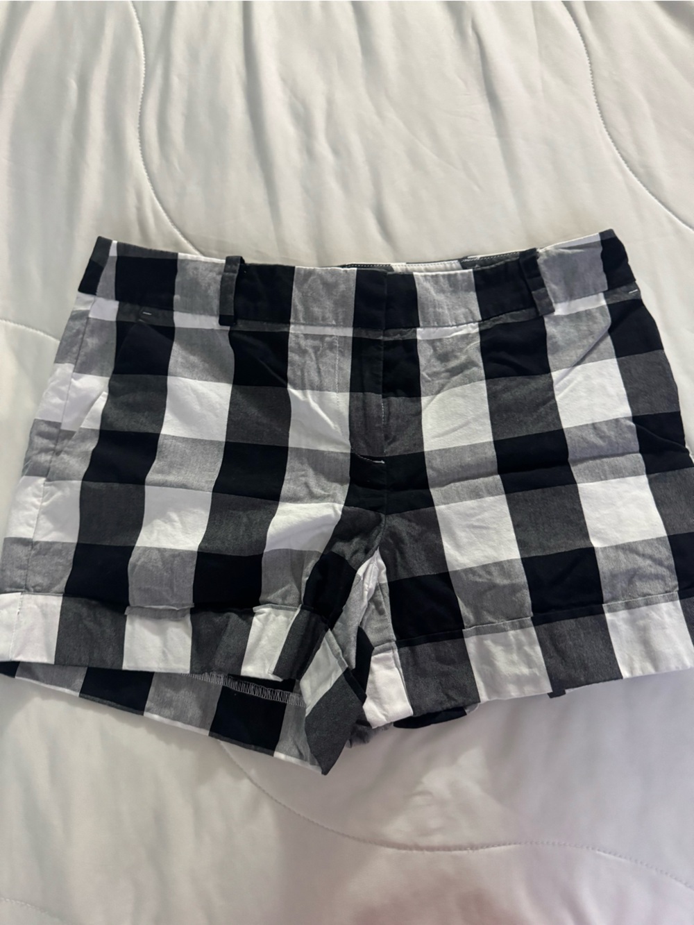 LOFT Black and White Check Shorts